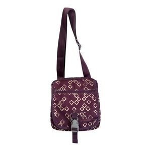 Eddie Bauer Travex Crossbody Bag Purple Pattern Tech Travel Purse Tablet Fits